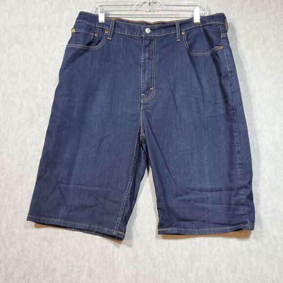 Levi's Shorts Mens 38 Blue Denim 569 Premium Solid Regular Fit Casual Flat Front - Picture 1 of 10